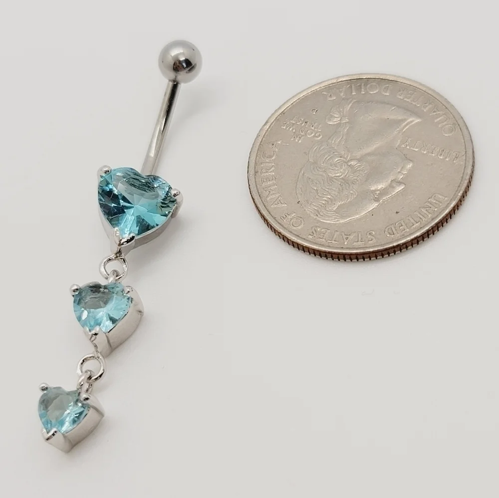 New Sterling Silver CZ Belly Button Navel Ring